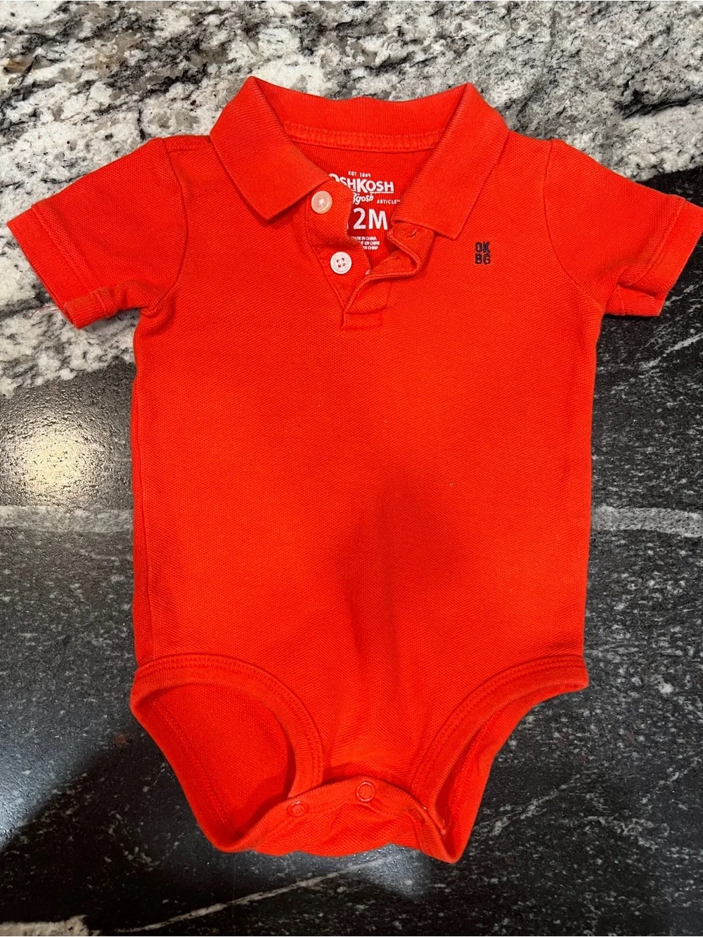 OshKosh B’gosh Toddler Polo Bodysuit 12 Months | Bright Orange Collared Onesie